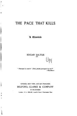 The pace that kills, a chronicle 1533582459 Book Cover