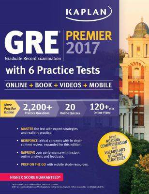 GRE Premier 2017 with 6 Practice Tests: Online ... B01MRQ6KR8 Book Cover