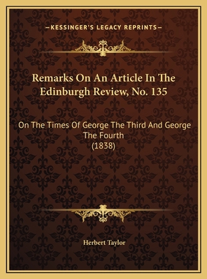 Remarks On An Article In The Edinburgh Review, ... 1169589391 Book Cover