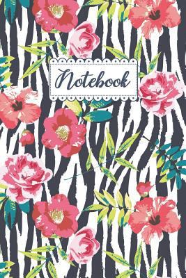 Notebook : Beautiful Floral & Zebra Print Blank Lined Composition Notepad Journal 6x9