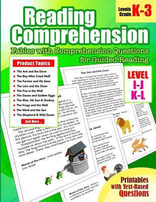 Reading Comprehension: Levels I, J, K and L Fables with Comprehension Questions for Guided Reading for Kindergarten, 1st, 2nd, 3rd Grade 1978236662 Book Cover