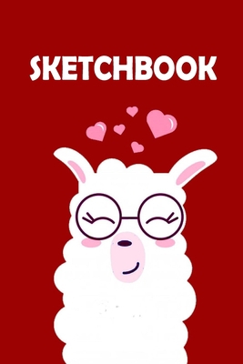 Sketchbook: A Cute Llama Kawaii Sketchbook for   Kids: Teens And Adults: Perfect Llama Red Sketchbook Gift: 105 Pages of 6 x 9 Large (Premium ... Paper   for Drawing, Doodling or Painting