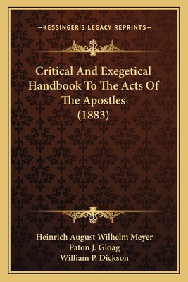 Critical And Exegetical Handbook To The Acts Of... 1164614983 Book Cover