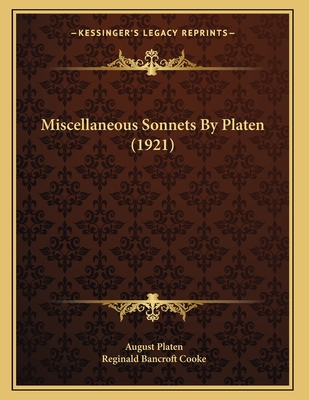 Miscellaneous Sonnets By Platen (1921) 1166909344 Book Cover