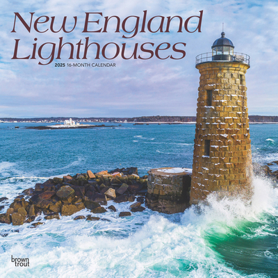 New England Lighthouses 2025 12 X 24 Inch Month... 1975475097 Book Cover