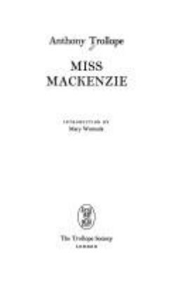 Miss MacKenzie 1870587480 Book Cover