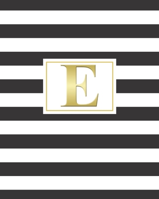 E: 2020 Weekly and Monthly Planner and Customized Calendar Black and White Stripes with Gold Monogrammed Initial