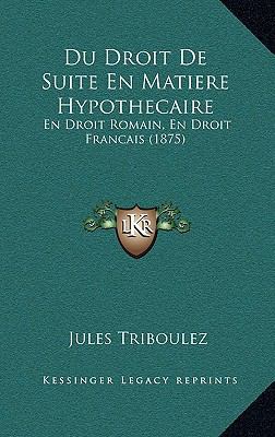 Du Droit de Suite En Matiere Hypothecaire: En D... [French] 1168529980 Book Cover