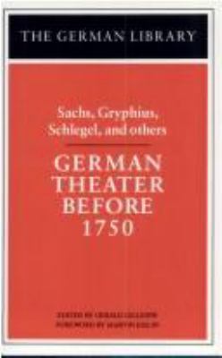 German Theater Before 1750 (German Library) 0826407021 Book Cover