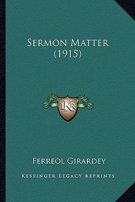 Sermon Matter (1915) 1163911739 Book Cover