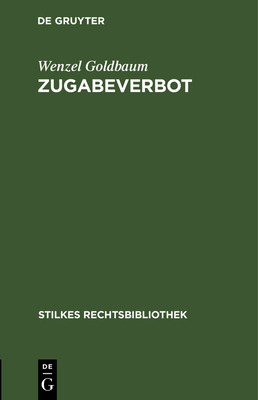 Zugabeverbot [German] 3112602331 Book Cover