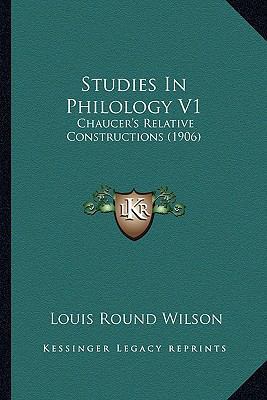 Studies In Philology V1: Chaucer's Relative Con... 1164149229 Book Cover