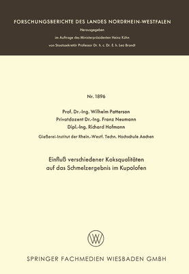 Einfluß verschiedener Koksqualitäten auf das Sc... [German] 3663062686 Book Cover