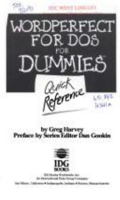 Wordperfect for DOS for Dummies Quick Reference... 1568840098 Book Cover
