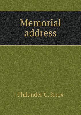 Memorial address 5518755503 Book Cover