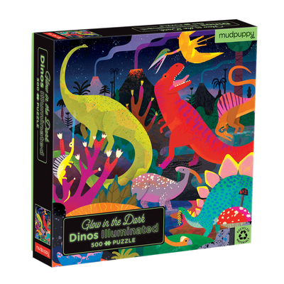 Video Game Dinosaurs Illuminated 500 Piece Glow in the Dark Family Puzzle Book