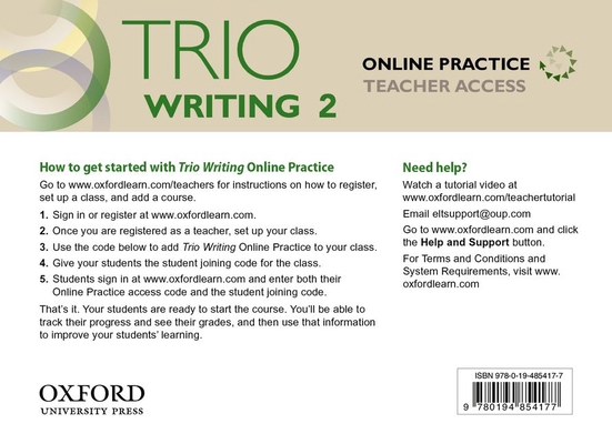 Trio 2 Teacher Online Practice Access Code Card 0194854175 Book Cover