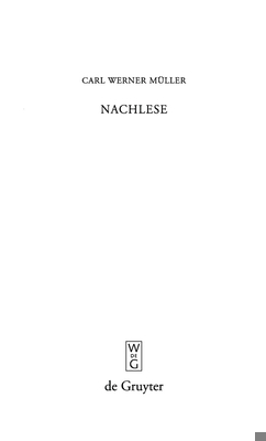 Nachlese [German] 3110201283 Book Cover