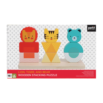 Lion, Tiger, and Bear Wooden Stacking Puzzle [Spanish] 1797229273 Book Cover