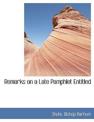 Remarks on a Late Pamphlet Entitled 1113609753 Book Cover