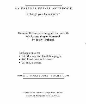 My Partner Prayer Notebook Refill 0967719844 Book Cover