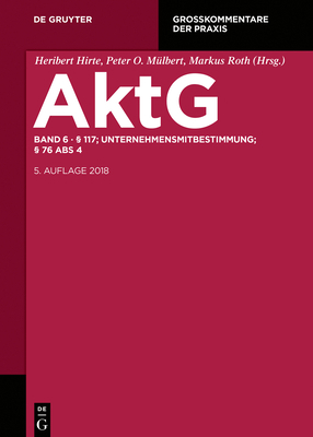 § 117; MitbestR; Nachtrag § 76 Abs 4 (Großkomme... [German] 3110293153 Book Cover