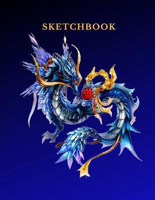 Sketchbook: A Blue Dragon Monster Themed Personalized Artist Sketch Book Notebook and Blank Paper for Drawing, Painting Creative Doodling Or Sketching.