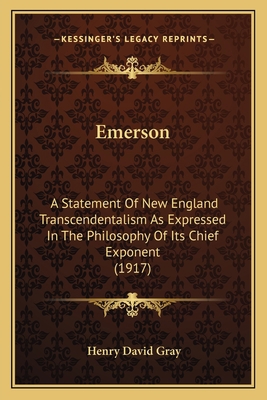 Emerson: A Statement Of New England Transcenden... 1164003283 Book Cover