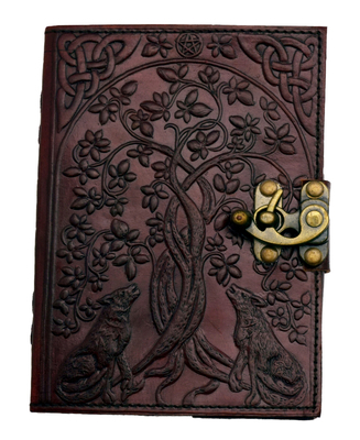Wolves with Tree of Life Leather Journal B07BDNRLMX Book Cover
