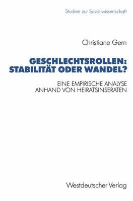 Geschlechtsrollen: Stabilität Oder Wandel?: Ein... [German] 3531123696 Book Cover