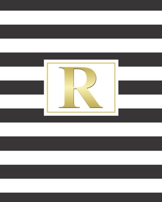 R: 2020 Weekly and Monthly Planner and Customized Calendar Black and White Stripes with Gold Monogrammed Initial