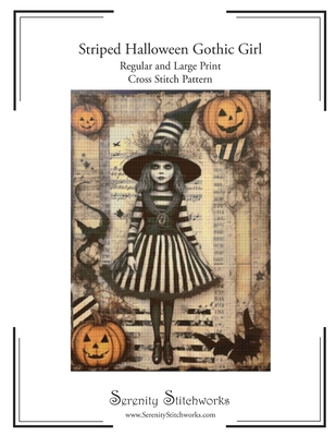 Striped Halloween Gothic Girl Cross Stitch Patt... B0D3LQFBCZ Book Cover