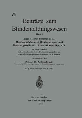 Beiträge Zum Blindenbildungswesen: Heft 1 [German] 3662392313 Book Cover