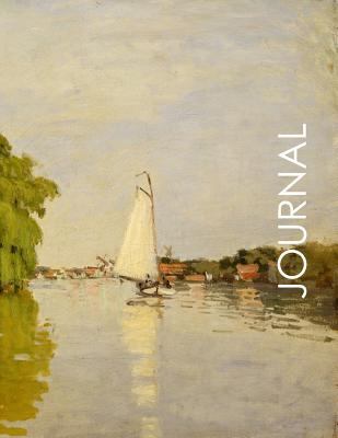 Paperback Journal: 100 Page 8.5 X 11 in Wide Lined Journal Monet Expressionst Sailboat - Gold and Black Texture Notebook Diary Makes a Gr Book