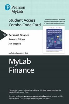 Mylab Finance with Pearson Etext -- Combo Acces... 0135639492 Book Cover