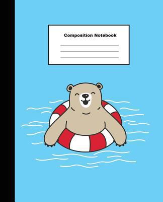 Composition Notebook: Smiling Brown Bear in Blu... 1730853994 Book Cover
