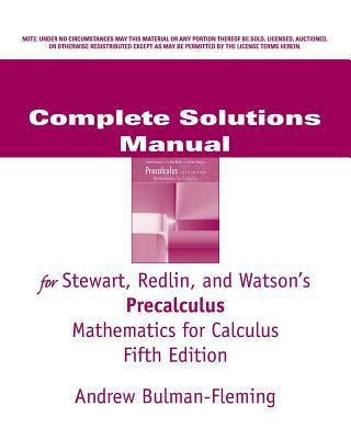 Complete Solutions Manual for Stewart, Redlin, ... 0534493165 Book Cover