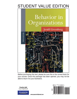 Behavior in Organizations 0136090273 Book Cover