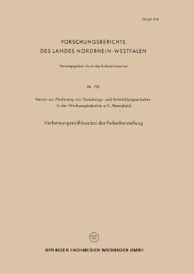 Verformungseinflüsse Bei Der Feilenherstellung [German] 3663038696 Book Cover