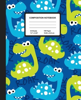 Composition Notebook: Cartoon Dinosaurs | Wide Ruled Paper Journal | Blank Lined Workbook for Teens Kids Students Girls, for Home School & Writing Notes