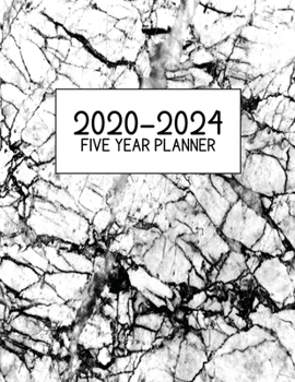 2020-2024 Five Year Planner: Jan 2020-Dec 2024, 5 Year Planner, white, grey, black marble digital paper cover, featuring 2020-2024 Overview, daily, ... list, reminders, and goals. 8.5" X 11" sized.