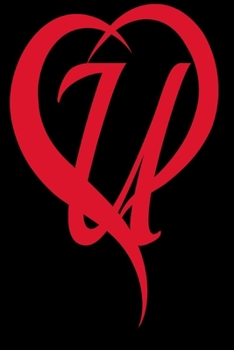 Monogram Initial Letter U Adorable Heart Red and Black:: In My Heart letter initial Personalized Name Letter U, Cute funny gift for  Girlfriend ... for Home School College  for Writing Notes.