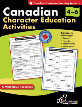 Paperback Canadian Character Education Activities Grades 4-6 Book