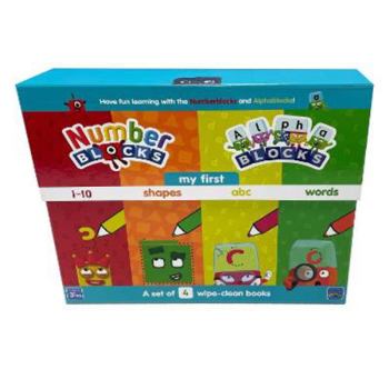 Paperback Numberblocks and Alphablocks: My First Numbers and Letters 4 Book Wipe-Clean Box Set (pen included): a set of 4 wipe-clean books (pens included) Book