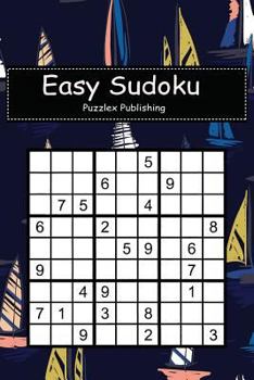 Paperback Easy Sudoku: Sudoku Puzzle Game For Beginers With Colorful wind surf seamless pattern cover Book