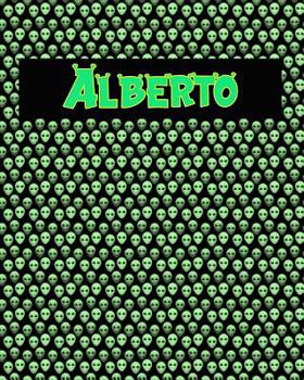 Paperback 120 Page Handwriting Practice Book with Green Alien Cover Alberto: Primary Grades Handwriting Book