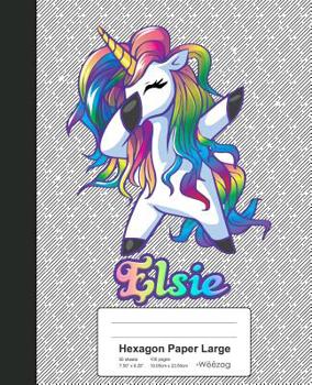 Paperback Hexagon Paper Large: ELSIE Unicorn Rainbow Notebook Book