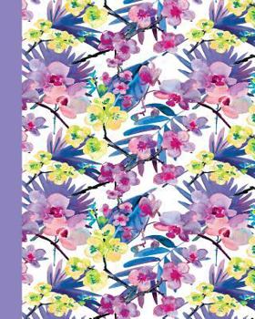 Sketchbook: Watercolor Flowers (Purple and Yellow/Purple) 8x10 - Blank Journal with No Lines - Journal Notebook with Unlined Pages