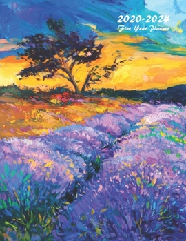 Paperback 2020-2024 Five Year Planner: Five Year Monthly Planner 8.5 x 11 with Flower Coloring Pages (Landscape) Book