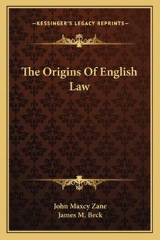 Paperback The Origins Of English Law Book